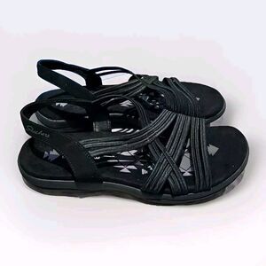 Skechers Reggae Slim Simply Stretch Blk Slingback Sandals Women 10   24z